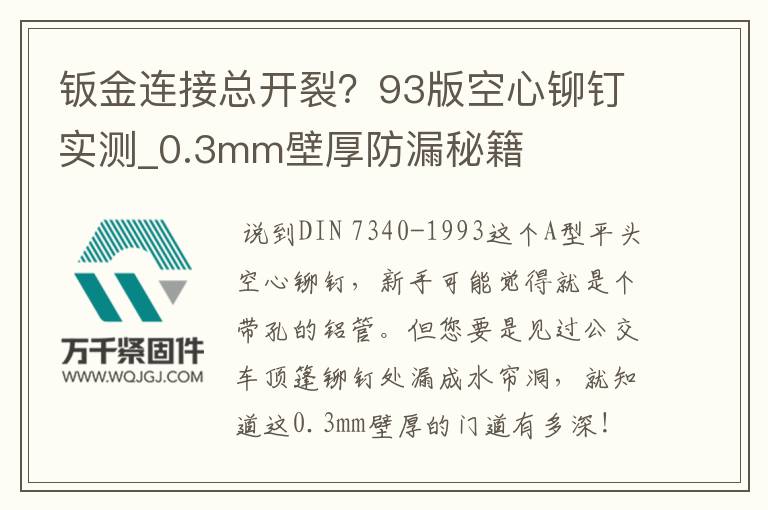 鈑金連接總開(kāi)裂？93版空心鉚釘實(shí)測(cè)_0.3mm壁厚防漏秘籍