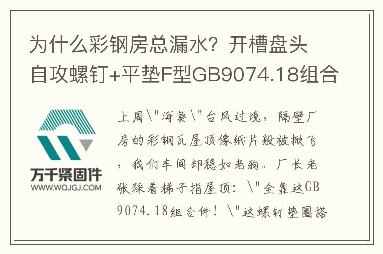 為什么彩鋼房總漏水？開槽盤頭自攻螺釘+平墊F型GB9074.18組合省30%維修費(fèi)