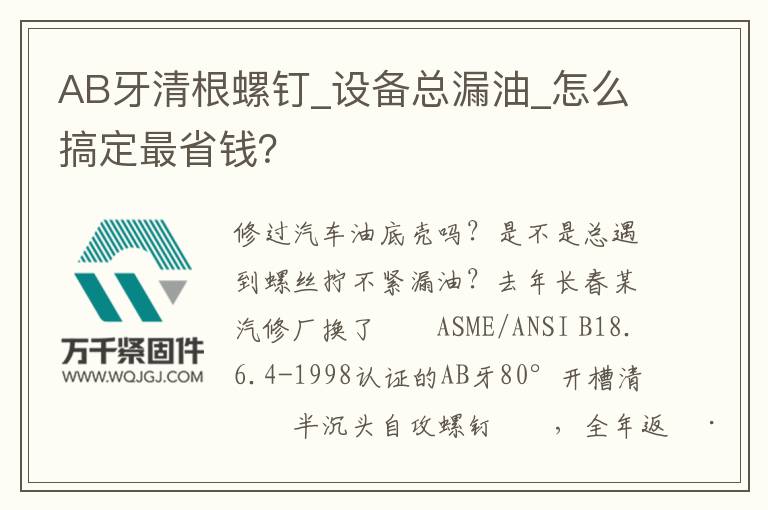 AB牙清根螺釘_設(shè)備總漏油_怎么搞定最省錢？