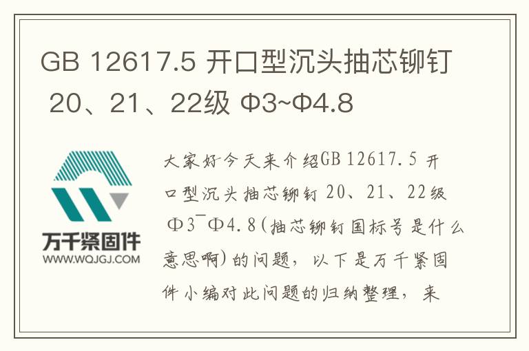 GB 12617.5 開口型沉頭抽芯鉚釘 20、21、22級 Φ3~Φ4.8