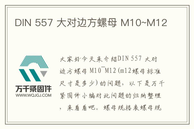DIN 557 大對邊方螺母 M10~M12